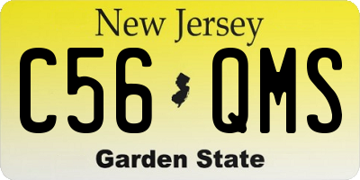 NJ license plate C56QMS