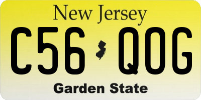 NJ license plate C56QOG