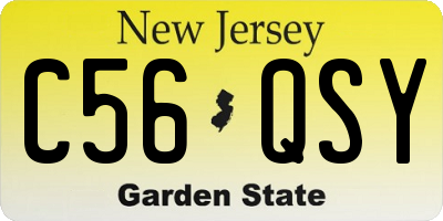 NJ license plate C56QSY