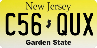 NJ license plate C56QUX