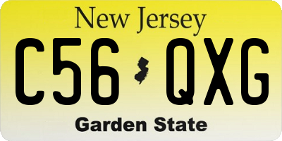 NJ license plate C56QXG