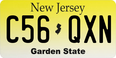 NJ license plate C56QXN