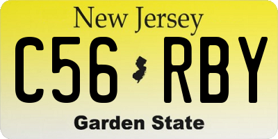 NJ license plate C56RBY