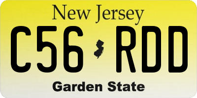 NJ license plate C56RDD