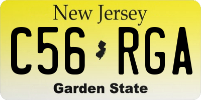NJ license plate C56RGA