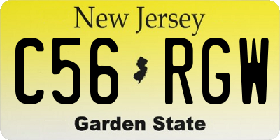 NJ license plate C56RGW