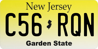 NJ license plate C56RQN