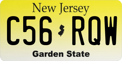 NJ license plate C56RQW
