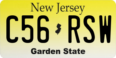 NJ license plate C56RSW