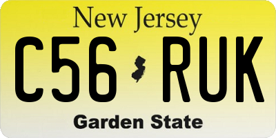 NJ license plate C56RUK