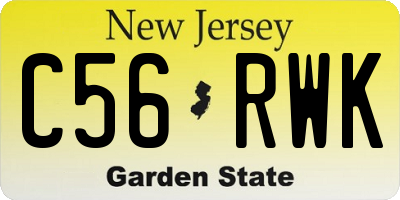 NJ license plate C56RWK