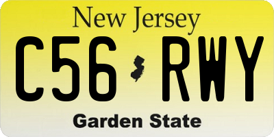 NJ license plate C56RWY