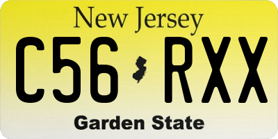 NJ license plate C56RXX