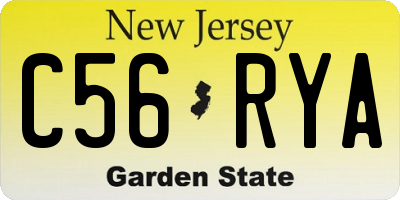 NJ license plate C56RYA