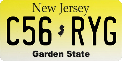 NJ license plate C56RYG