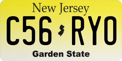 NJ license plate C56RYO