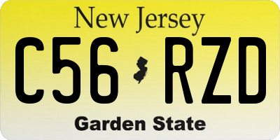 NJ license plate C56RZD