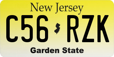 NJ license plate C56RZK