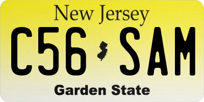 NJ license plate C56SAM