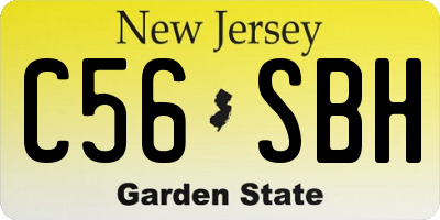 NJ license plate C56SBH