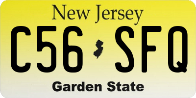 NJ license plate C56SFQ