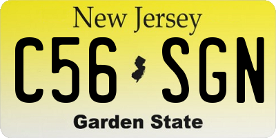 NJ license plate C56SGN
