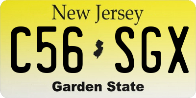 NJ license plate C56SGX