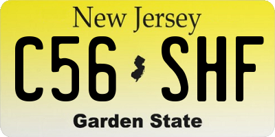 NJ license plate C56SHF