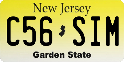 NJ license plate C56SIM