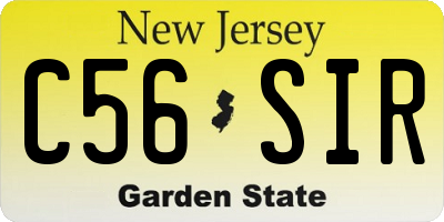 NJ license plate C56SIR