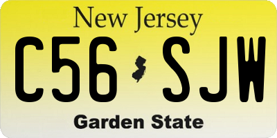 NJ license plate C56SJW