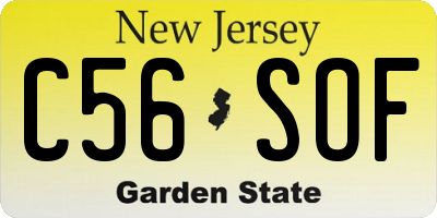 NJ license plate C56SOF