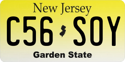 NJ license plate C56SOY