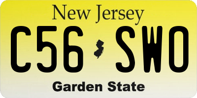 NJ license plate C56SWO