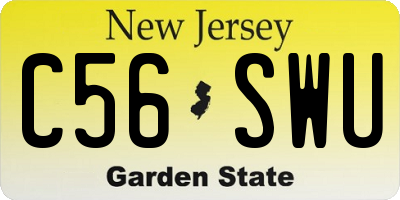 NJ license plate C56SWU