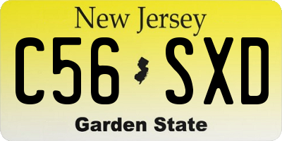 NJ license plate C56SXD