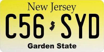 NJ license plate C56SYD