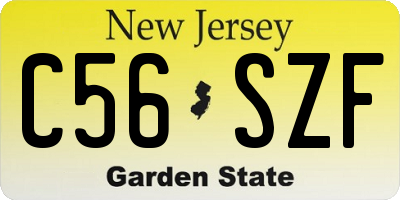NJ license plate C56SZF