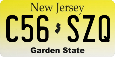 NJ license plate C56SZQ