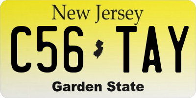 NJ license plate C56TAY