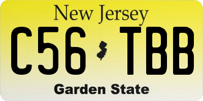 NJ license plate C56TBB