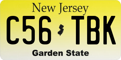 NJ license plate C56TBK