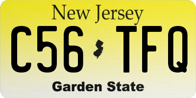 NJ license plate C56TFQ