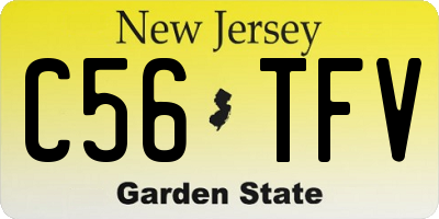 NJ license plate C56TFV