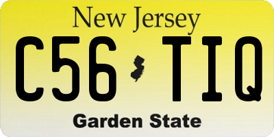 NJ license plate C56TIQ