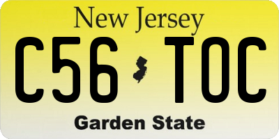 NJ license plate C56TOC