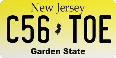 NJ license plate C56TOE