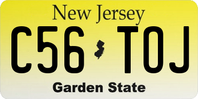 NJ license plate C56TOJ