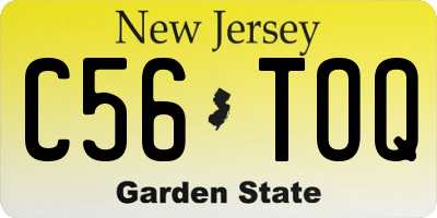 NJ license plate C56TOQ