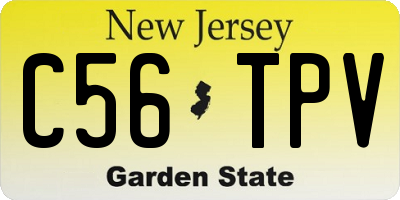 NJ license plate C56TPV